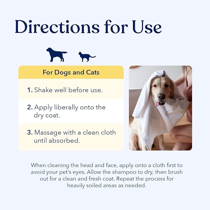 Honest Paws Dog Dry Shampoo - Waterless No Rinse Spray Formula Reducing Itch Cleanse Hydrate Nourish Dry Skin and Smelly Coat Help Decrease Odor Shedding and Allergies - Oatmeal & Lavender - 16 oz