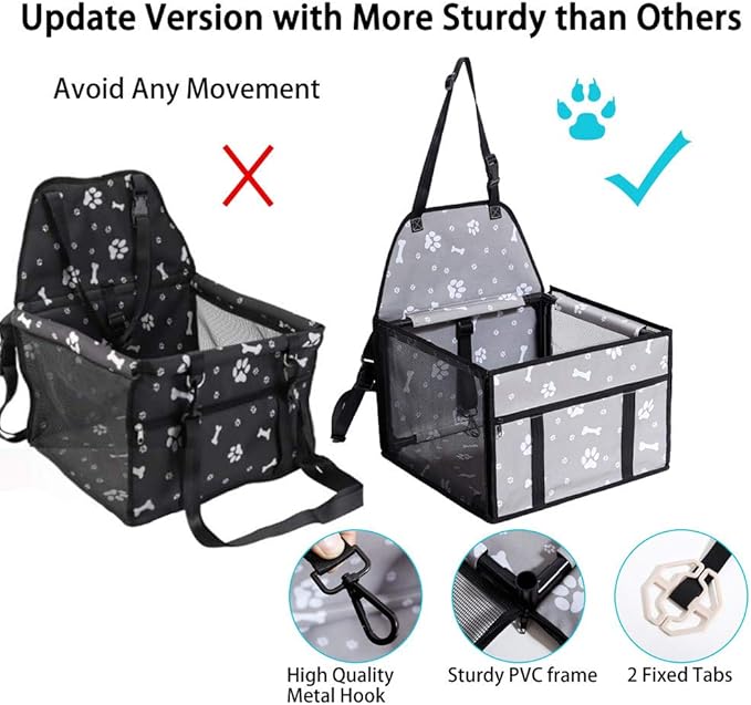 Small Dog Car Seats for Small Dogs,Portable Puppy/Pet Car Booster Seat with Clip-On Leash and Mesh Window for Small Pet Up to 11 lbs