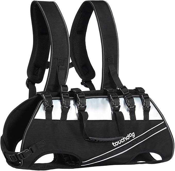 Dog Backpack Carrier for Large Dogs - Hands-Free Pet Travel Pack with 6-Point Safety System, Waterproof & Reflective Design for Motorcycle, Hiking, Surfing (Black, X-Large)