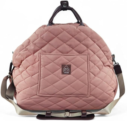 4 Cats & Dogs Mew Mew Travel Pet Bed – Soft Carrier for Small Dogs & Cats, Water-Resistant Quilted Shell, Adjustable Belts, Anti-Slip Bottom, Portable Pet Bed & Travel Bag - Rose