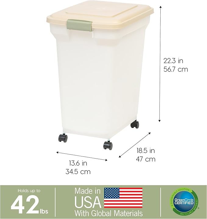 IRIS USA 67 quart Airtight Pet Food Container, Almond (300689)