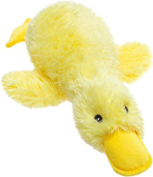 EXPAWLORER Plush Squeaky Duck Dog Toy - Dog Toys to Keep Them Busy, Soft Stuffed Animal, Best Birthday Gift Interactive Filled Chew Toys for Small Medium Dogs Puppy Biting Training Teething, Yellow