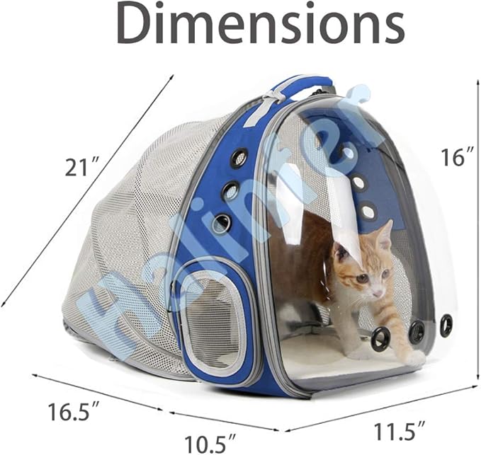 Back Expandable Clear Cat Backpack Carrier, Fit up to 12 lbs, Space Capsule Bubble Window Pet Carrier Backpack for Cat and Small Puppy
