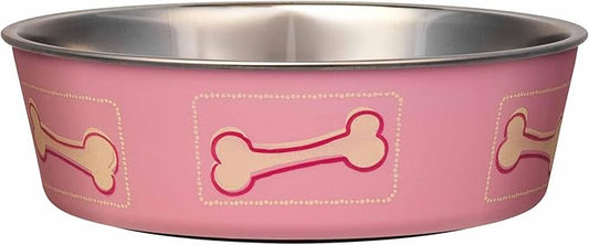 Large Stainless Steel Dog Bowl – Spill Proof Non-Slip Bella Bowl 54 oz – Coastal Pink