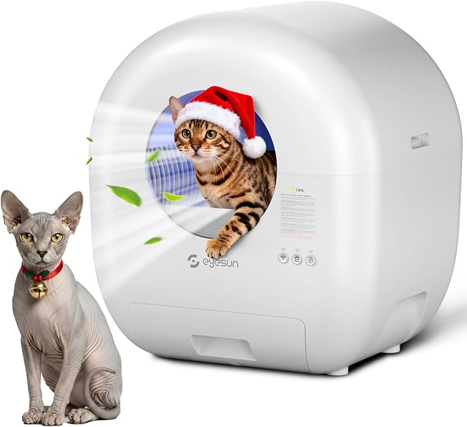 Self Cleaning Litter Box,76L Automatic Cat Litter Box Self Cleaning with APP Control,Safety Protection,Low Noise,Roll Garbage Bags,Cleaning Brush and Deodorizer for Multiple Cats