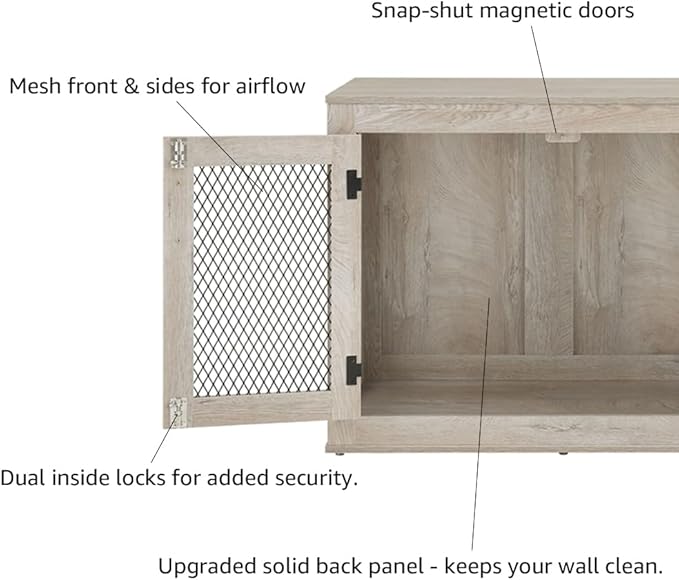 unipaws 30 Inch Dog Crate Furniture, Wooden Dog Kennel for Small Breeds, Indoor Decorative Wood Dog Cage, Inside Side End Table Crate with Removable Tray and Cushion Bed, Puppy Enclosure