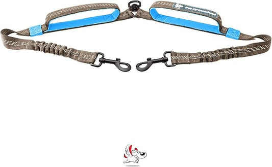 Pet Dreamland Exquisite Leash Coupler for Two Large Dogs with Tangle-Free Swivel. Dual Dog Attachment, Smooth Walks Guaranteed. You Will Absolutely Love This Amazing Gear for 2 Dogs (Grey & Blue)