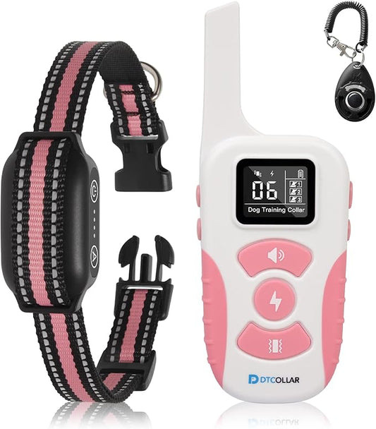 Dog Bark Collar with Remote, 2-in-1 Bark and Shock Collar Combo, 3300Ft Dog Training Collar - Auto Anti Bark/Beep/Vibration/Shock 4 Modes, IP67 Smart E-Collar with 5 Adjustable Levels of Sensitivity