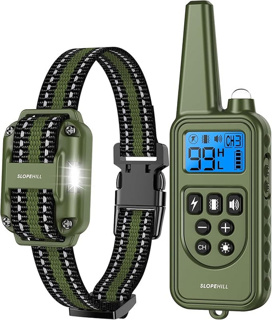 Dog Training Collar with 7 Training Modes, 4200Ft Remote Electronic Dog Shock Collar, Electric Shock Collar for Small Medium Large Dogs,Dark Green