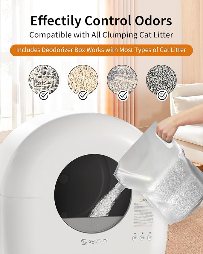Self Cleaning Litter Box,76L Automatic Cat Litter Box Self Cleaning with APP Control,Safety Protection,Low Noise,Roll Garbage Bags,Cleaning Brush and Deodorizer for Multiple Cats