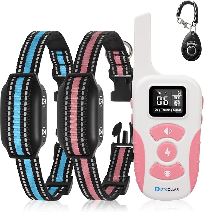 2-in-1 Bark Collar & Shock Collar for Dogs, 3300Ft Dog Training Collar with Remote 2 Pack - Anti Bark/Beep/Vibration/Shock 4 Modes, IP67 Smart Dog E Collar with 5 Adjustable Sensitivity for All Breeds