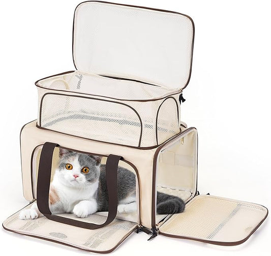 Airline Approved Pet Carrier for Cats, Expandable Dog Carrier Soft-Sided Carrier for Small Cats and Dogs with Extra Large Foldable mat