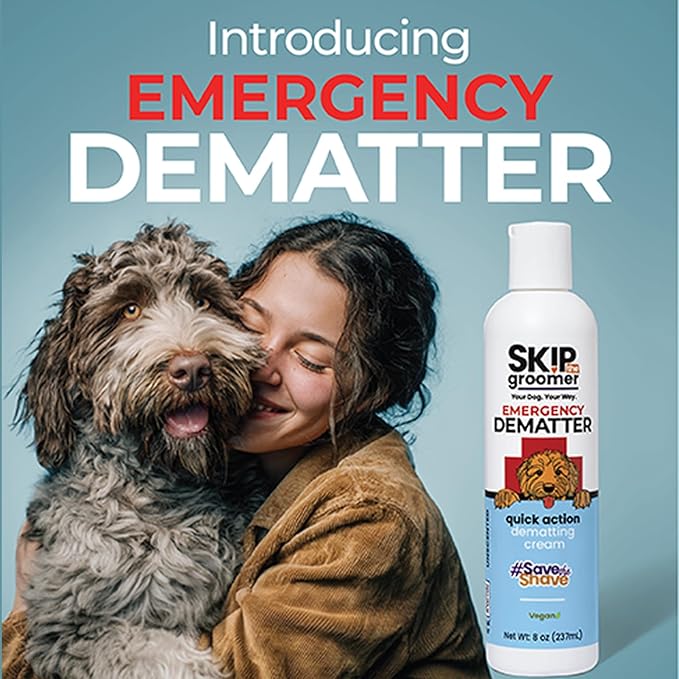 Save The Shave Bundle, Emergency Dematter Cream & Rake Brush Set for Dogs, Removes Tough Mats & Knots, Reduces Shedding & Breakage, Gentle Coat Grooming Essentials
