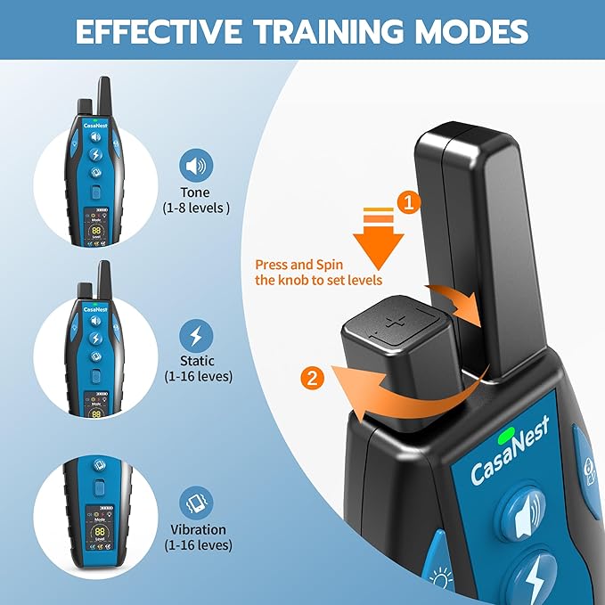 Dog Shock Collar with Remote Control - 3300Ft Dog Training Collar for Dogs 60-100lbs Waterproof, Adjustable E Collar Beep Shock Vibration Modes with Flash Light for Small Medium Large Dogs