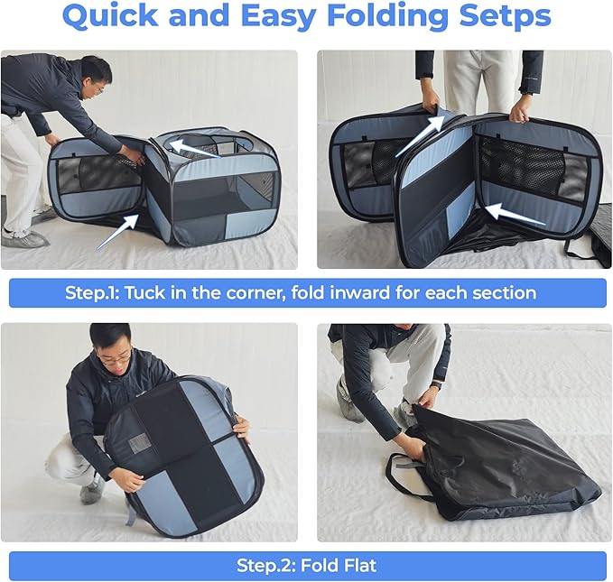 2-in-1 Dog Playpen, 58''Pop Up Cat Puppy Pet Playpen Indoor/Outdoor Cats Enclosed, Cat Dog Tent Crate Cage Kennel, Portable Playpen for Kitten, Small Animals Play Pen(No Divider, Unified Space)