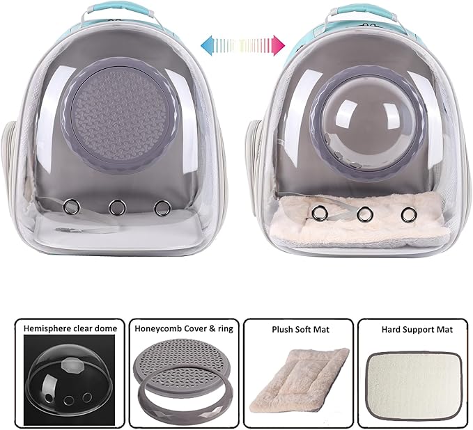 Large Cat Backpack Carrier, 20 Pounds Cat Carry Bookbag, Space Capsule Astronaut Clear Bubble Front Extension to Transport Small Puppy Bunny