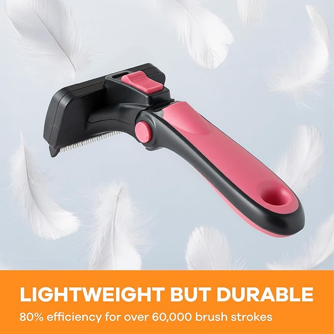 Deshedding Dog Brush for Short/Medium Hair (Medium,Pink) – Gentle Deshedding Tool for Dogs & Cats – Reduces Shedding, Without damaging Topcoat. Removes Loose Fur & Dead Undercoat.