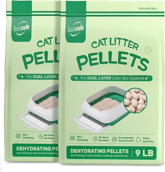 Cat Litter Pellets 18 lbs, Generic Litter Pellets Refills Exclusively for Dual-Layer Litter Box Systems, Dehydrating, Zeolite, Long-Lasting Odor Control Non-climping, Not Low-Tracking