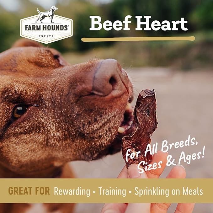 Farm Hounds - Beef Heart - Premium Natural Beef Heart Jerky For Dogs - Made From 100% Humanely Raised Cattle - Organ Treats - Great For Training & Treats - No Added Fillers - Made in USA - 4oz -1 Pack