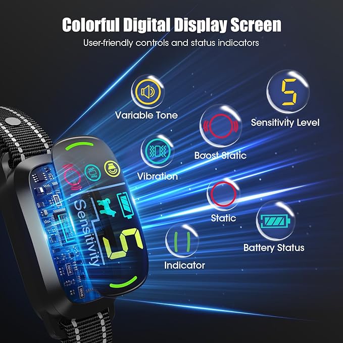 Smart AI Bark Collar for Large Medium Small Dogs, Anti Barking Device with 5 Training Modes, Exclusive Forced Bark-Stopping, Rechargeable IP67 Waterproof Bark Collar with 5 Sensitivity (Black)