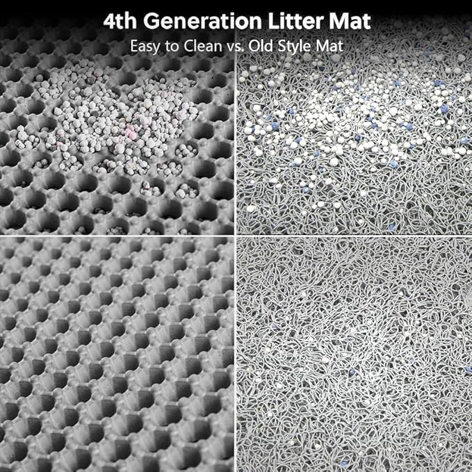 WePet Cat Litter Mat, Kitty Litter Trapping Mat, Honeycomb Double Layer Mats, No Phthalate, Urine Waterproof, Easy Clean, Scatter Control, Catcher Litter Tray Box Rug Carpet