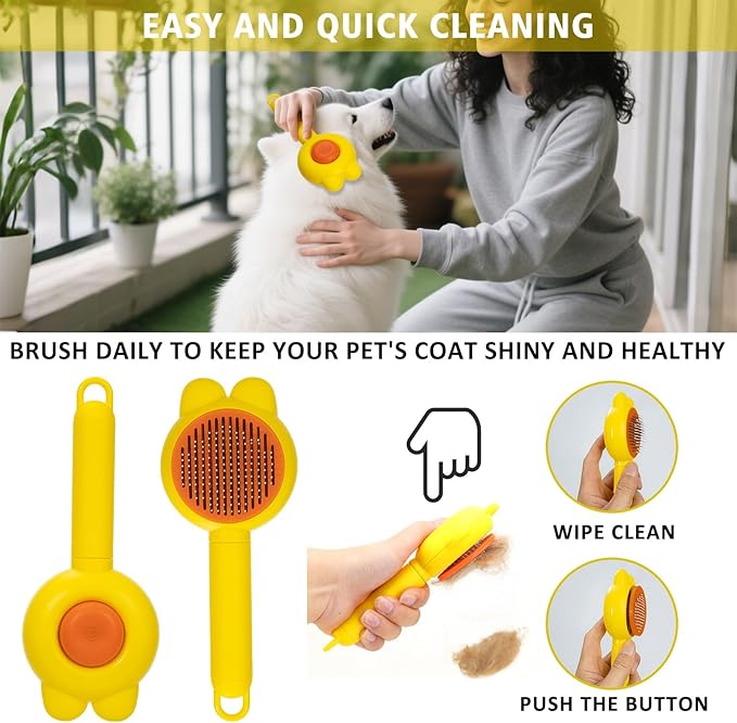 9 Piece Bath Grooming Kit for Pets - Dog Bath Brush Kit Slicker Hair Brush Set with Pet Nail Clipper and File Comb for Shedding Bathing