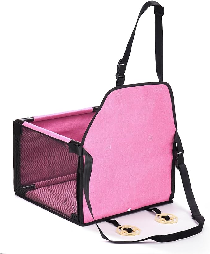 Small Dog Car Seats for Small Dogs,Portable Puppy/Pet Car Booster Seat with Clip-On Leash and Mesh Window for Small Pet Up to 11 lbs