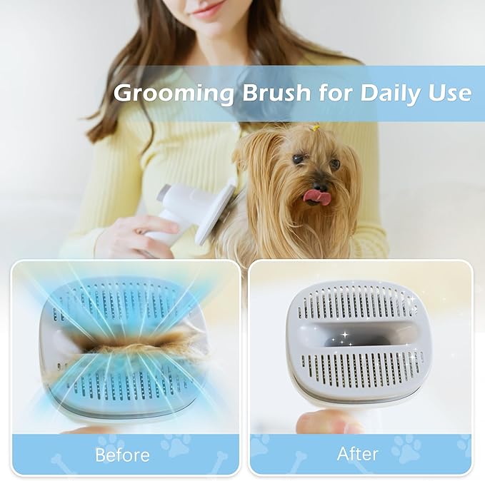 Dog Grooming Vacuum, Pet Grooming Vacuum Kit 2.3L Suction 99% Pet Hair with 5 Tools for Dog Cat for Shedding Grooming, Low Noise (Blue & White)