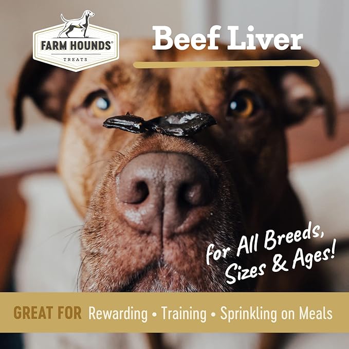 Farm Hounds - Beef Liver - Premium Natural Beef Liver Jerky For Dogs - Made From 100% Humanely Raised Cattle - Organ Treats - Great For Training & Treats - No Added Fillers - Made in USA - 4oz -2 Pack