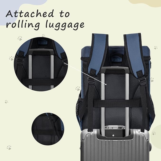 ANILD Dog Travel Backpack - Airline Approved Double-layer Pet Travel Bag Accessories with 2 Food Storage Bag and 2 Foldable Silicone Bowls for Hiking & Camping