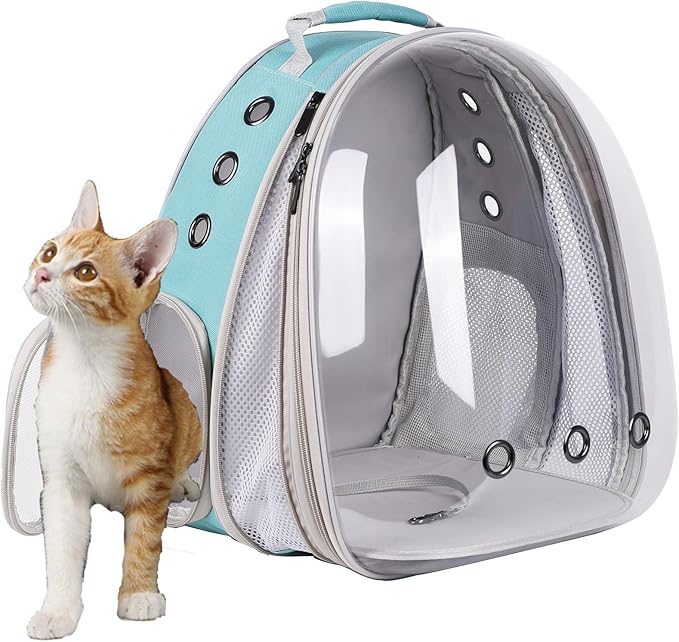 Front Expandable Cat Backpack Carrier, Fit up to 20 lbs, Space Capsule Bubble Window Pet Carrier Backpack for Large Fat Cat and Small Puppy