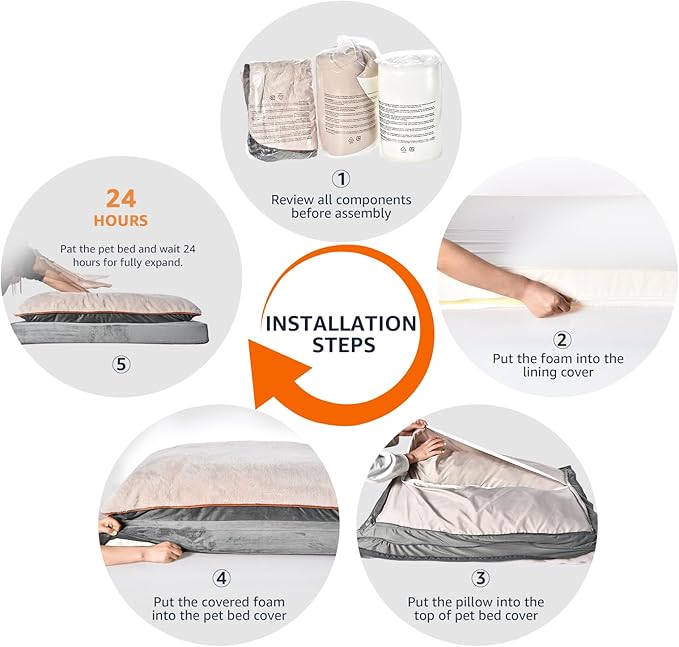 Amazon Basics Dog Bed with Cooling Gel Memory Foam, Pressure-Relief Support for Dogs up to 120lbs, Non-Slip Bottom, Machine Washable Cover, Giant Sized (48" x 36"), Grey