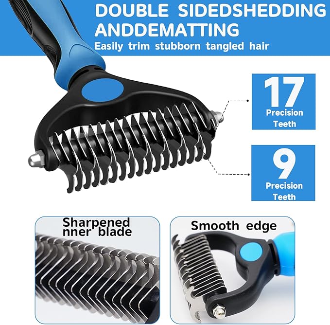 4PCS Pet Grooming Tools Dog Brush | Pet Grooming Rake | Dog Hair Remover | Dog Shampoo Brush 4-in-1 Pet Grooming Kit Suitable for detangling, Hair Removal, Bathing, and Massage