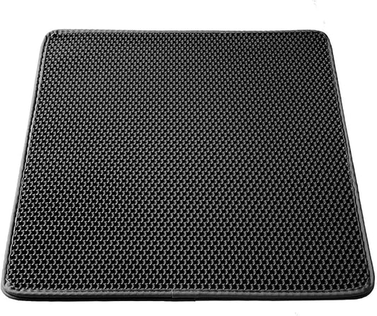 WePet Cat Litter Mat, Kitty Litter Trapping Mat - Medium Size, Honeycomb Double Layer Mats, No Phthalate, Urine Waterproof, Easy Clean, Scatter Control, Catcher Litter Box Rug Carpet 24x15 Inch Black