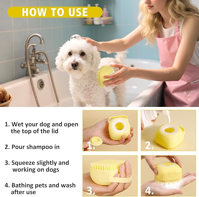 9 Piece Bath Grooming Kit for Pets - Dog Bath Brush Kit Slicker Hair Brush Set with Pet Nail Clipper and File Comb for Shedding Bathing