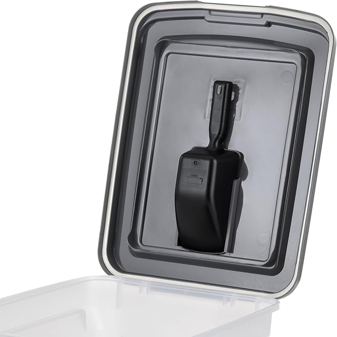 IRIS USA Dog Food Storage Container 40 lbs, Attachable Wheels, & Included Scoop, for Dog Cat Birds and other Pets, Food Storage Bin, Keep Fresh, Easy Mobility, BPA Free - Made in the USA, Dark Gray