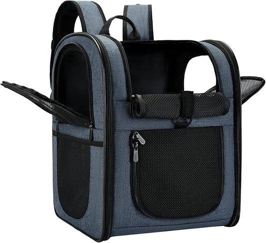 Apollo Walker Dog & Cat Carrier Backpack for 4-18lb Pets - Ventilated Safe Design with Padded Back Support, Breathable Mesh Pet Backpack for Hiking, Travel, Outdoor (Navy)