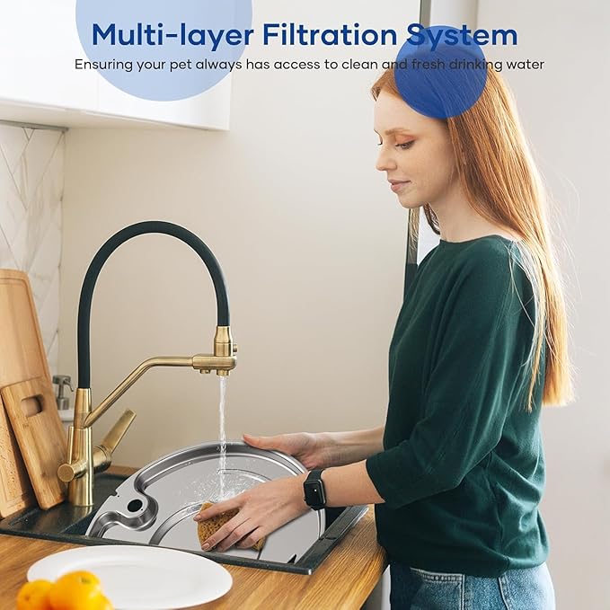 Dog Water Fountain for Large Dogs - 8L/270oz Stainless Steel Dog Fountain Water Bowl, Great for Large Dogs Cats and Multi-Pet Home, Quiet Pet Dispenser with Visual Water Level, Easy-to-Clean