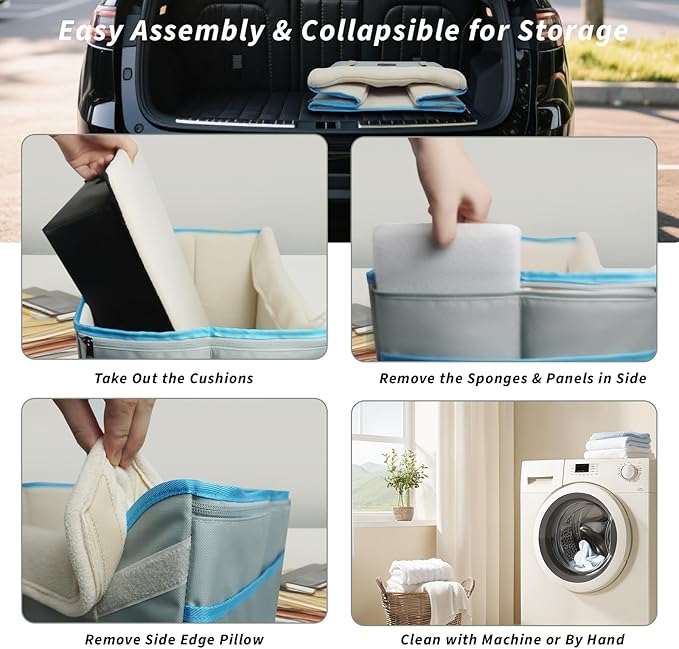 Dog Car Seat for Small Dogs, Fuzzy Dog Car Seat Stable, Waterproof, Foldable with Clip-On Safety Leash, Pet Booster Seat Suitable for Front and Rear Seats (Light Gray1-25lbs)