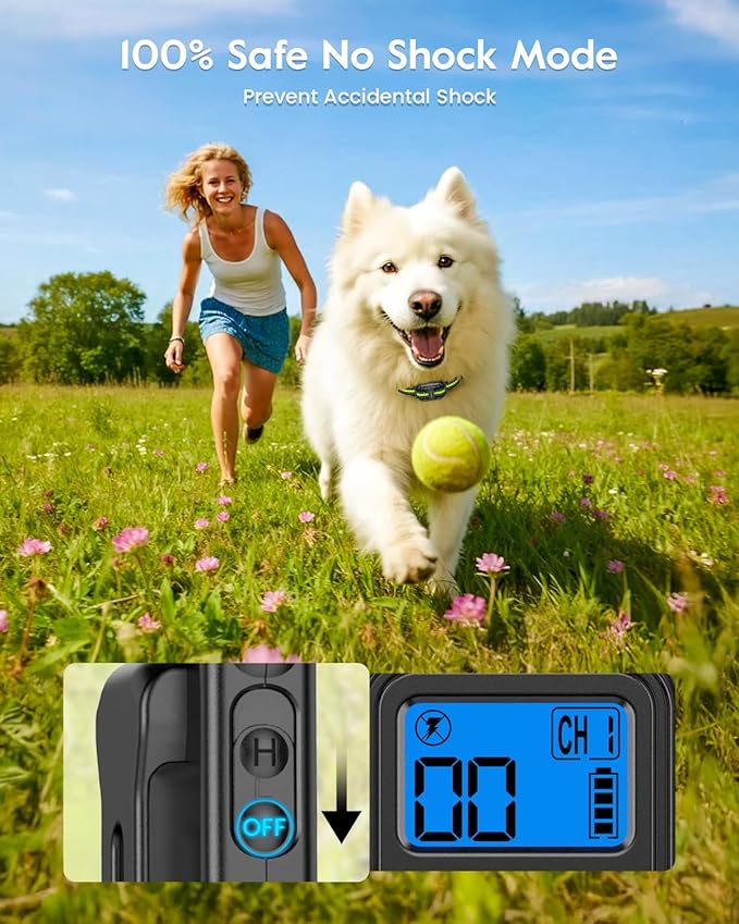 Dog Training Collar with Remote, 4200FT Electronic Dog Shock Collar with Beep, Vibration, Shock, Light and No Shock Mode, Electric Training Collar Set for Small Medium Large Dogs (Black Green)