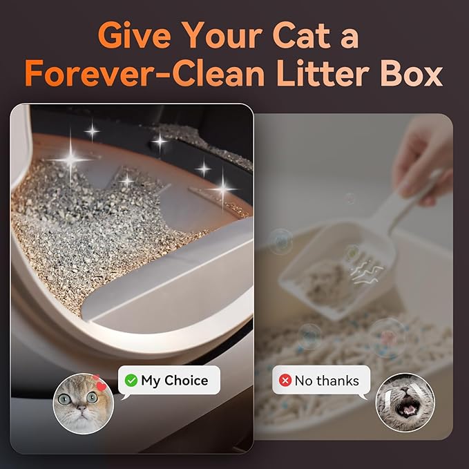 Self Cleaning Litter Box for Multiple Cats, G1 Automatic Cat Litter Box, Self-Cleaning Robot with Smart APP Control and Health Monitoring, Includes 2 Roll Trash Bag and Litter Mat, Grey