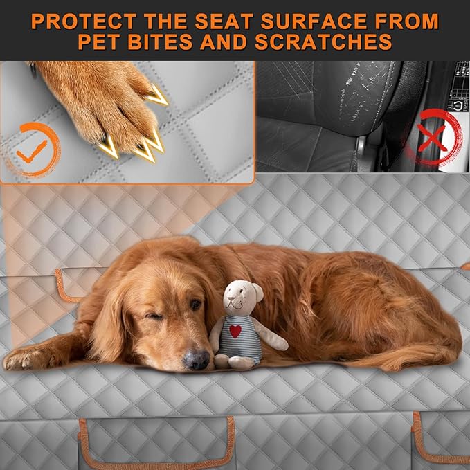 sportuli Dog Truck Rear Bench Seat Cover Replace for Ford F-Series,Chevy Silverado, Dodge Ram, 600D Oxford Cloth Heavy Duty Waterproof Non Slip Pet Truck Back Seat Cover, Fit for All Full-Size Trucks