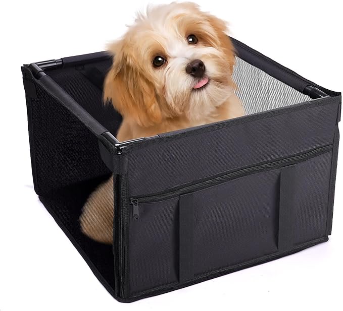 Small Dog Car Seats for Small Dogs,Portable Puppy/Pet Car Booster Seat with Clip-On Leash and Mesh Window for Small Pet Up to 11 lbs