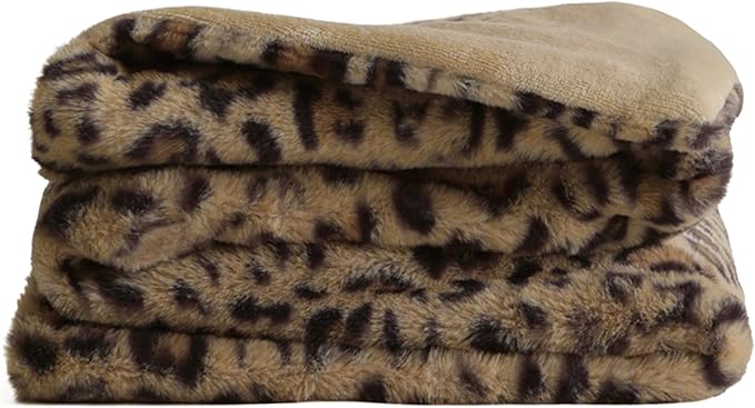 UnHide Lil’ Pet Marsh – Faux Fur Pet Blanket – Extra Soft, Lightweight, Washable Dog Blanket – Comfort and Protection for Couch, Crate, or Bed – Leopard