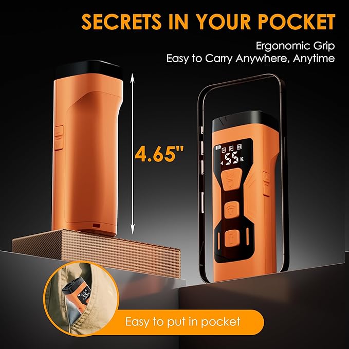 Dog Bark Deterrent Devices, 3X Ultrasonic 65FT Anti Barking Device, 4 Gear Frequencies Safer Alternatives to Dog Training Bark Collars, Portable Design with Display for All Dogs (Orange)