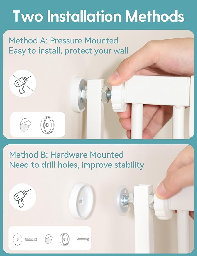No Pawblems Upgraded 71" Extra Tall Pet Gate for Cat, 29-43" Auto Close Cat Gate for Doorways/Stairs/Hallways, NO Drilling Pressure Mounted Tall Dog Gate Indoor, 1.37" Pet-Safe Gap, White