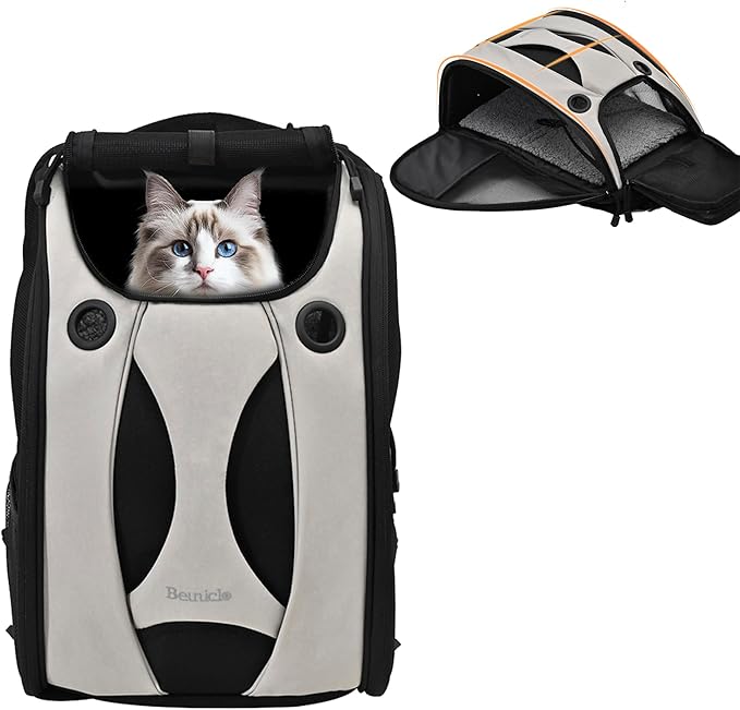 Security Privacy Cat Carrier Backpack Kitten Carry Bag Chihuahua Puppy Weekend Travel Backpack Small Cat Overnight Carrier for Hamster/Cats/Rabbit Comfortable Travel Backpack for Small Pet