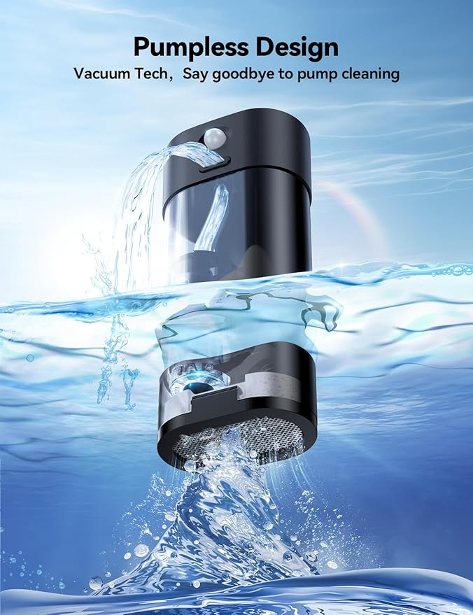 Pumpless Wireless Cat Water Fountain, FEELNEEDY 4L Battery Operated Pet Water Fountain for Cats Indoor, Motion Sensor Cat Drinking Fountain(Clear Black,FN-W07)