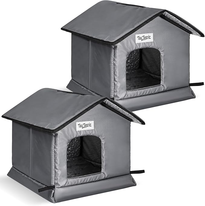Weatherproof & Insulated Outdoor Cat House - Seamless Base Stays Dry,Easy Assembly, Warm Shelter for Community/Outdoor Cats(S-2PC)
