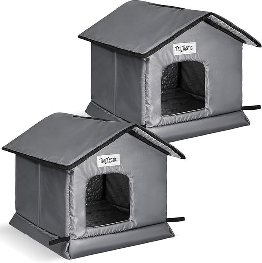 Weatherproof & Insulated Outdoor Cat House - Seamless Base Stays Dry,Easy Assembly, Warm Shelter for Community/Outdoor Cats(S-2PC)